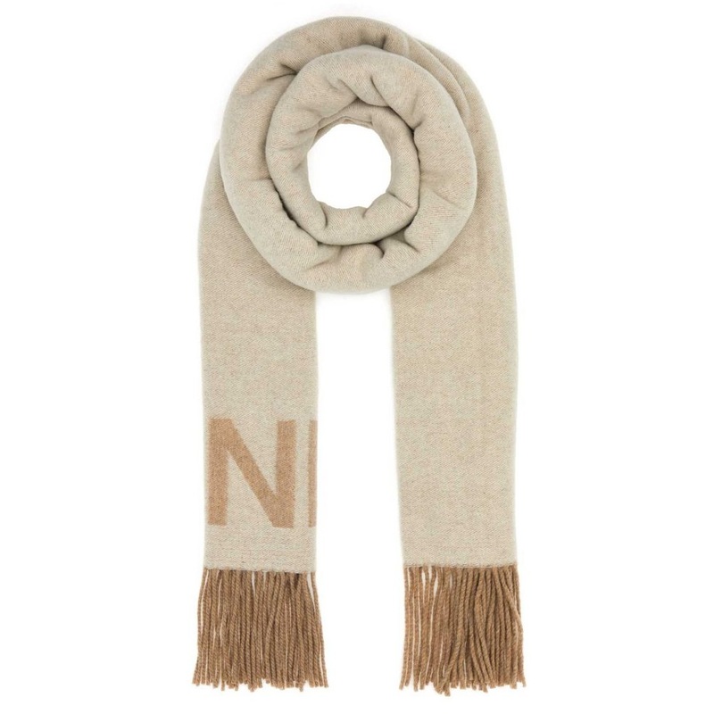 Ganni Egret Fringed Scarf