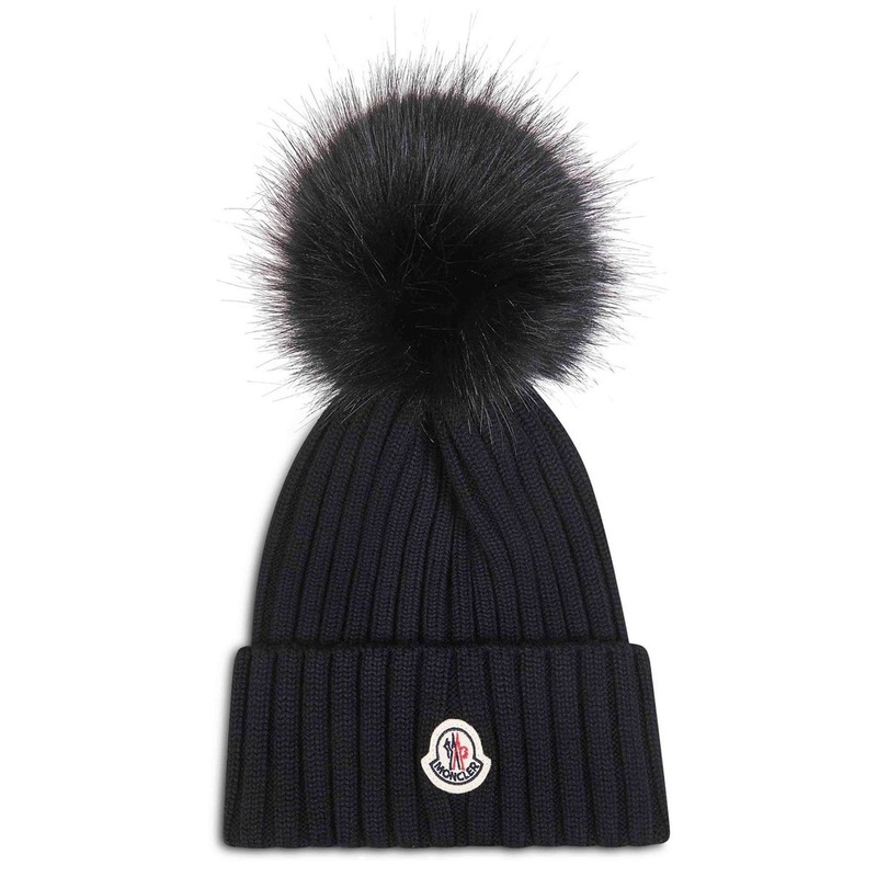 Moncler Pom Pom Embellished Ribbed Beanie
