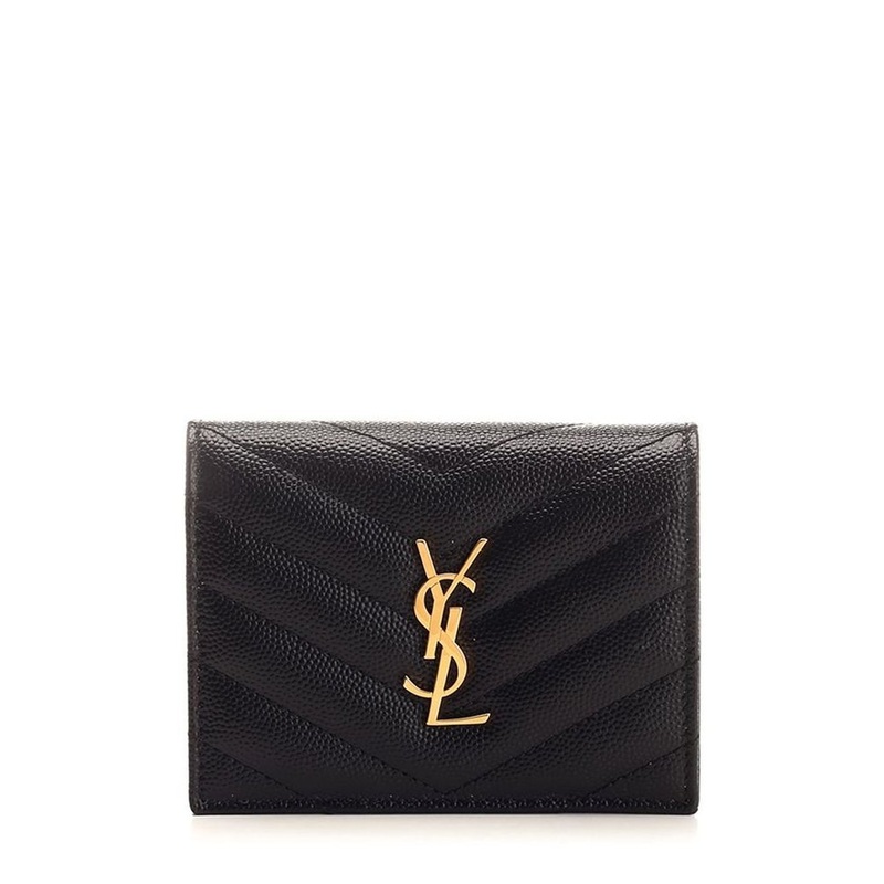 Saint Laurent Cassandre Matelass Logo Plaque Cardholder