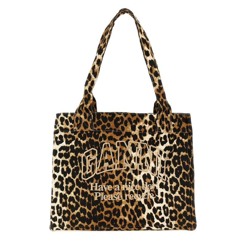 Ganni Leopard Printed Tote Bag