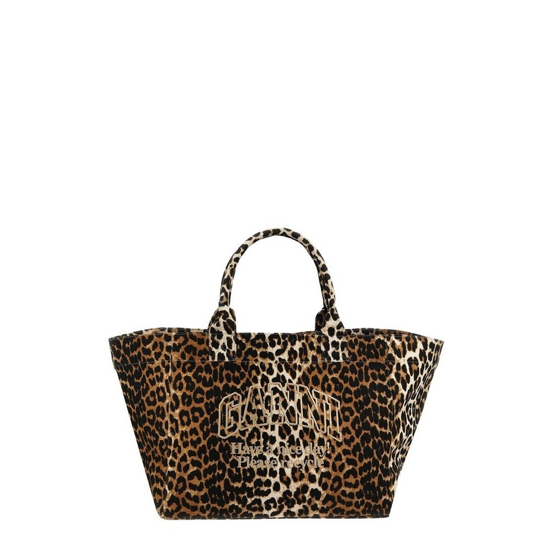 Ganni Oversized Leopard-Printed Tote Bag