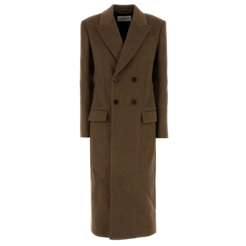 Saint Laurent Double-Breasted Long Coat