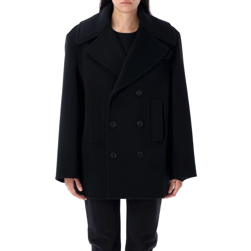 Saint Laurent Double-Breasted Long-Sleeved Peacoat