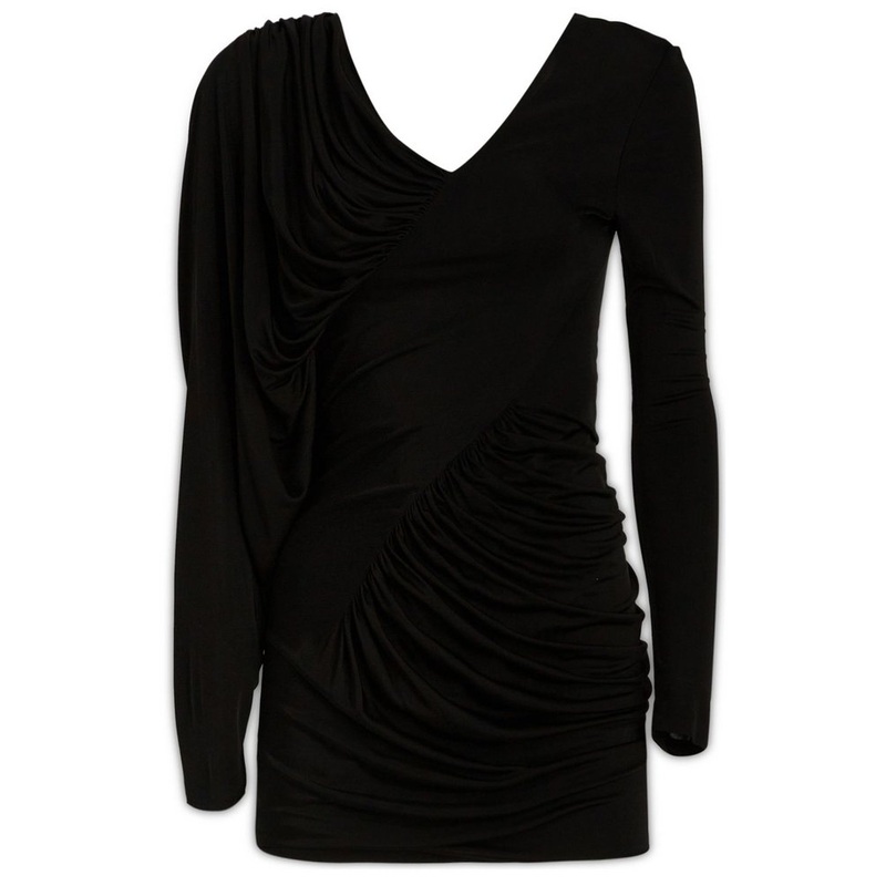 Saint Laurent Draped Long-Sleeved Dress