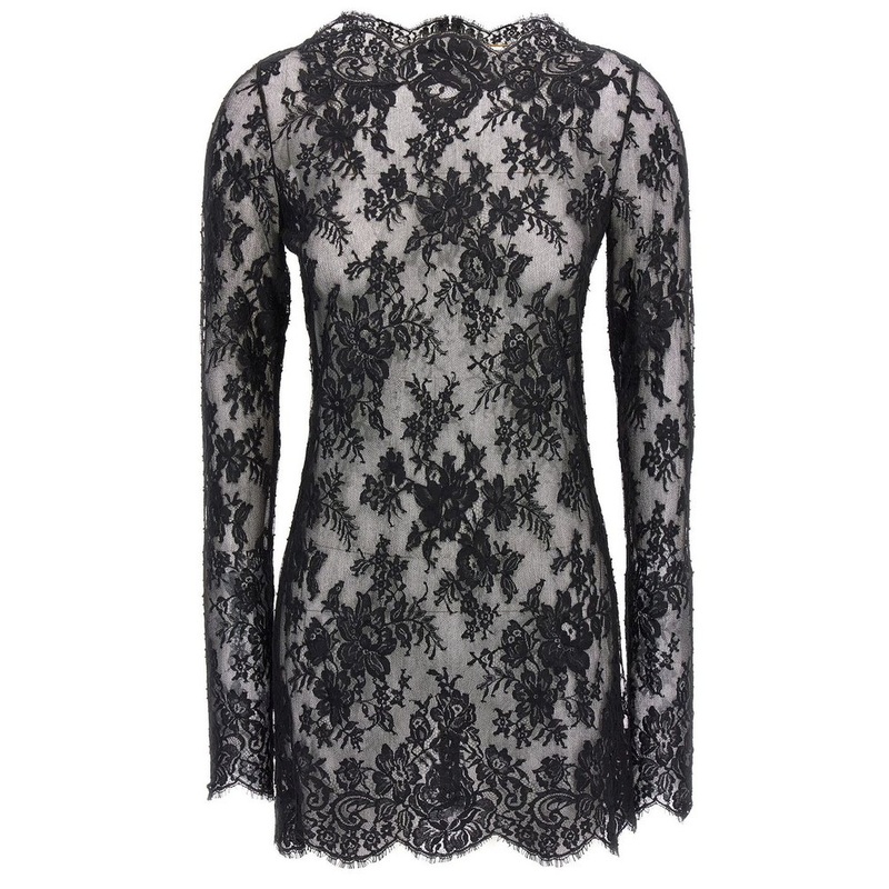 Saint Laurent Lace Long-Sleeved Dress