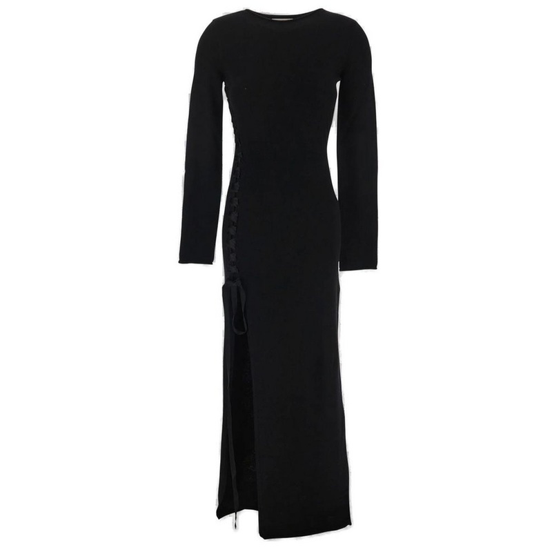Saint Laurent Lace-Up Long-Sleeved Dress