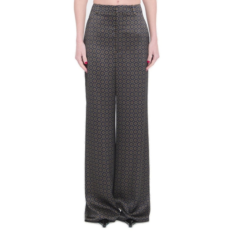 Saint Laurent Medallion Mid-Rise Wide Leg Trousers