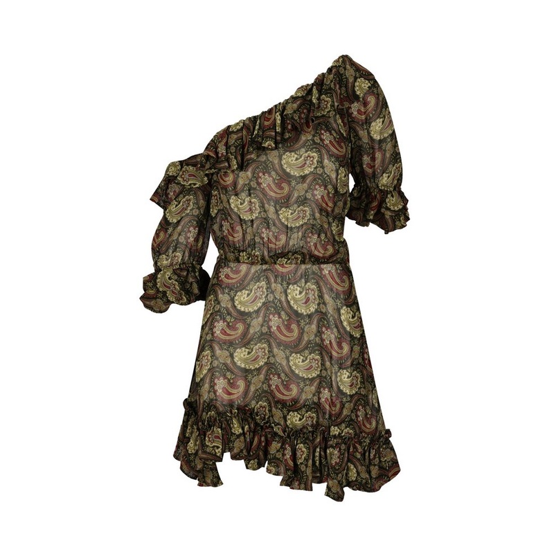 Saint Laurent Ruffled One-Shoulder Dress