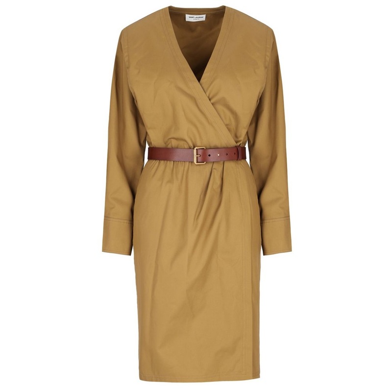 Saint Laurent V-Neck Belted Dress