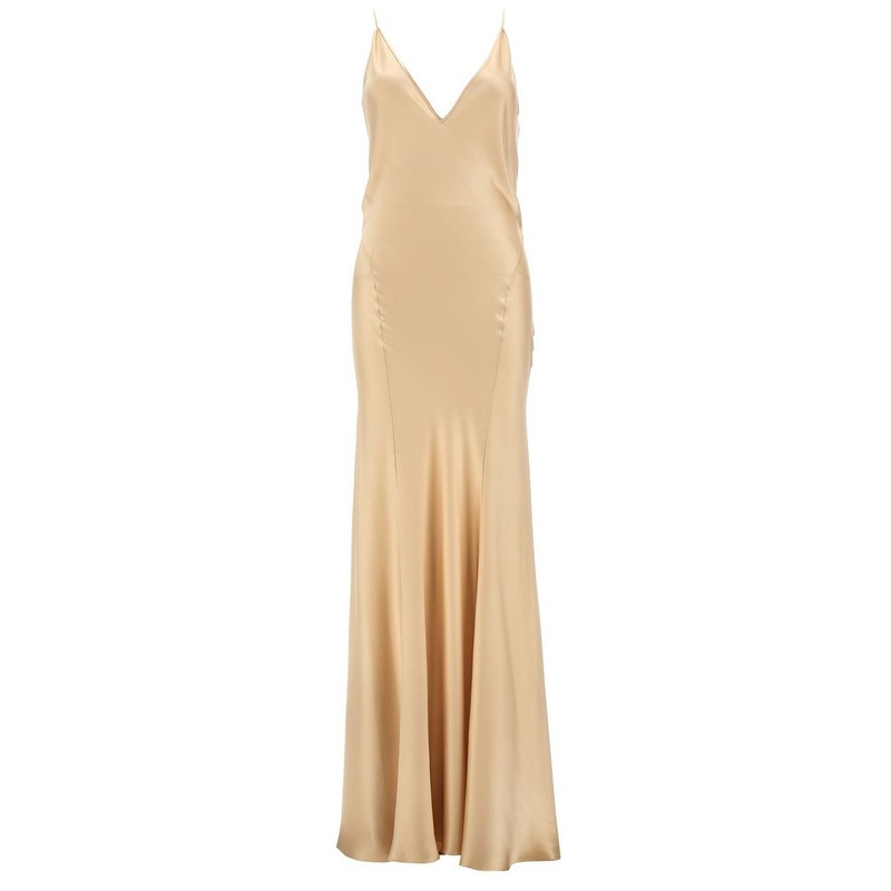 Saint Laurent V-Neck Sleeveless Satin Dress