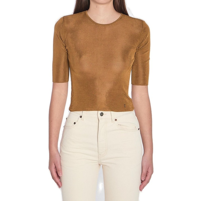 Saint Laurent Cassandre Crewneck Knitted Top