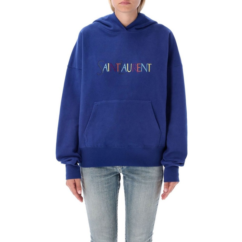 Saint Laurent Logo Embroidered Long-Sleeved Hoodie
