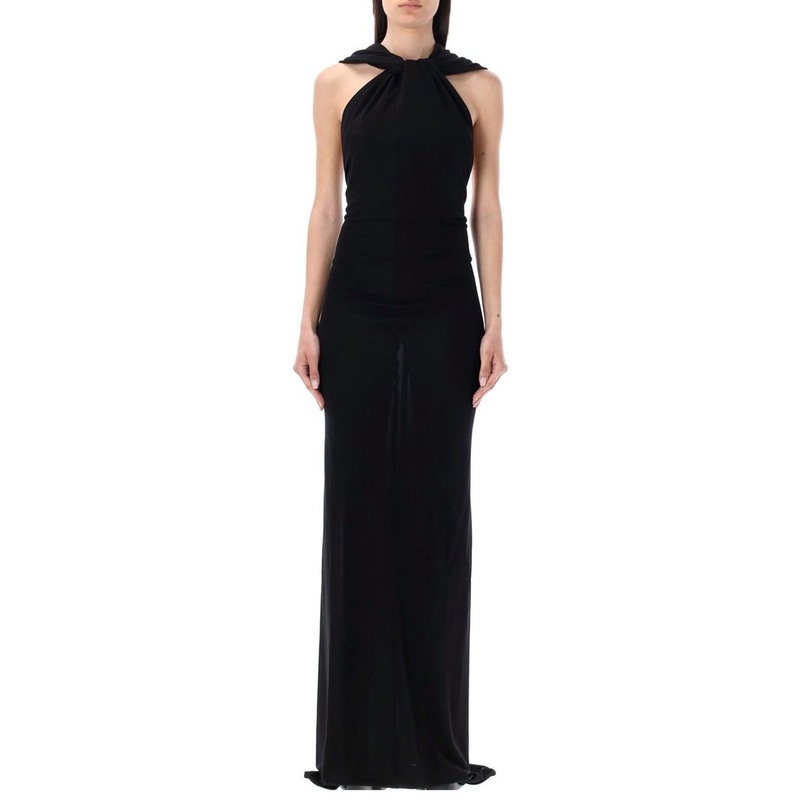 Saint Laurent Open-Back Hooded Long Dress