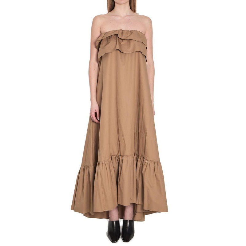 Saint Laurent Ruffled Strapless Maxi Dress