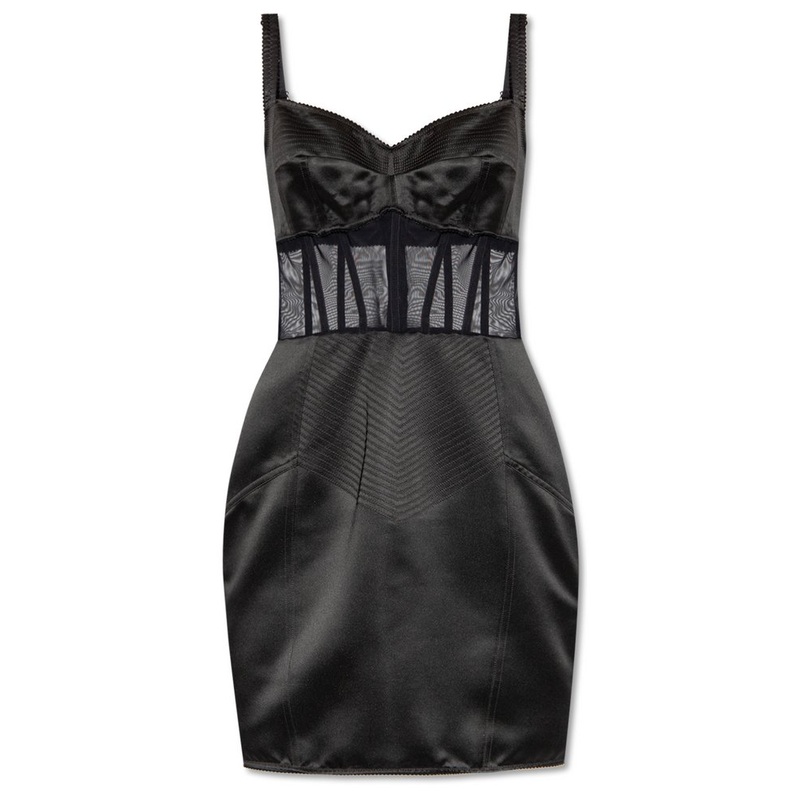 Dolce & Gabbana Boned Bodice Panelled Mini Satin Dress