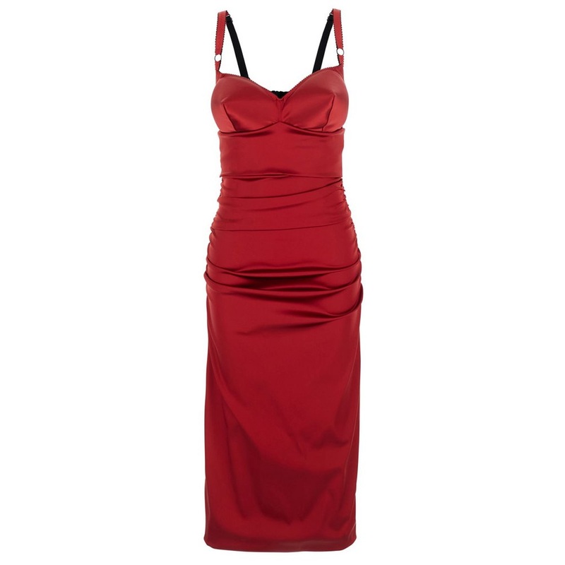 Dolce & Gabbana Draped Satin Calf-Length Dress