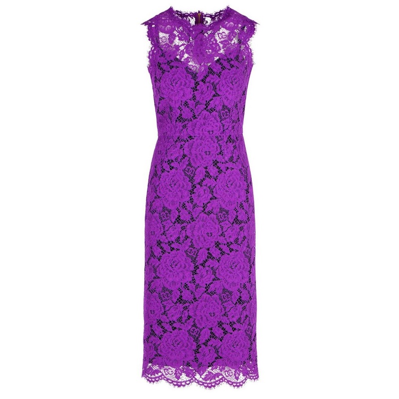 Dolce & Gabbana Floral-Lace Scallop Edge Sleeveless Midi Dress
