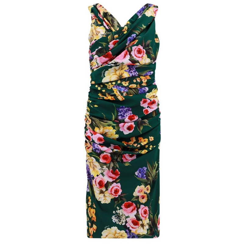 Dolce & Gabbana Floral-Printed Off-Shoulder Midi Dress