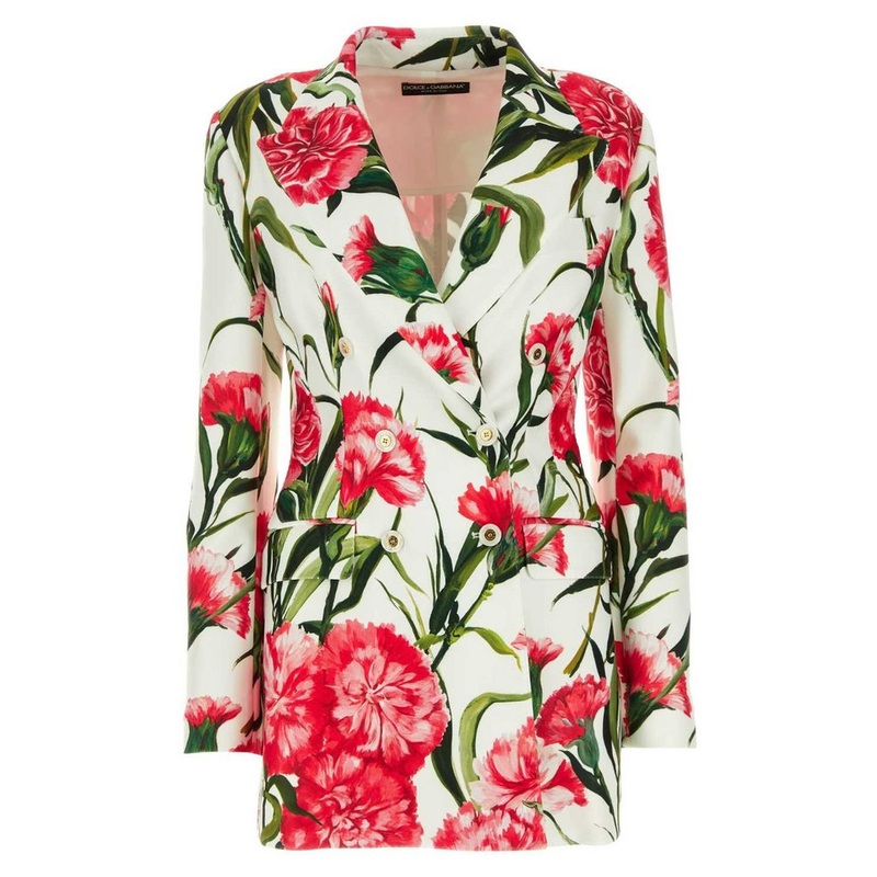 Dolce & Gabbana Carnation-Printed Jersey Turlington Blazer