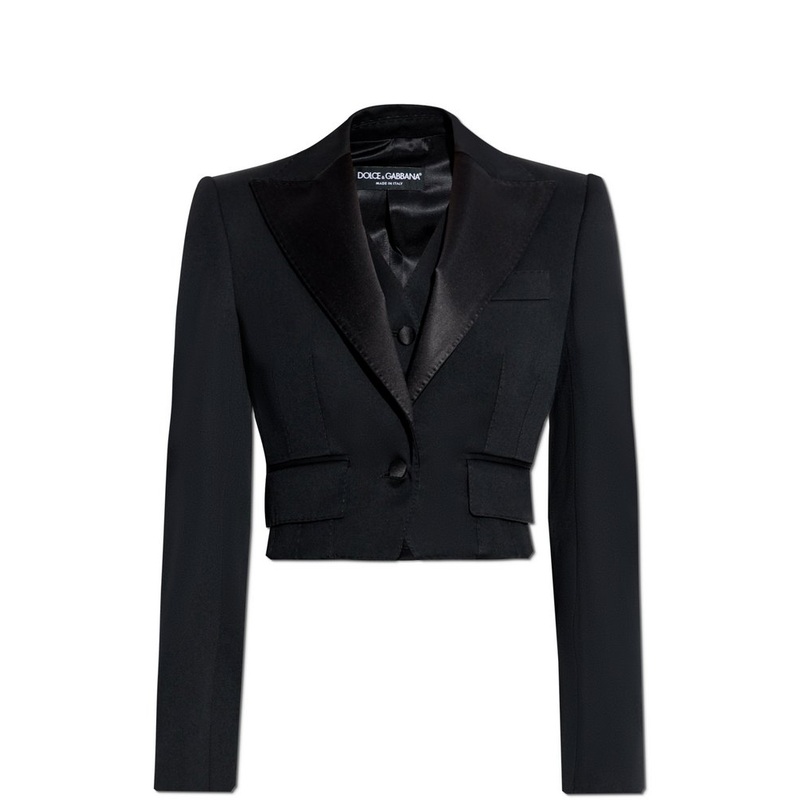 Dolce & Gabbana Cropped Gabardine Tuxedo Jacket