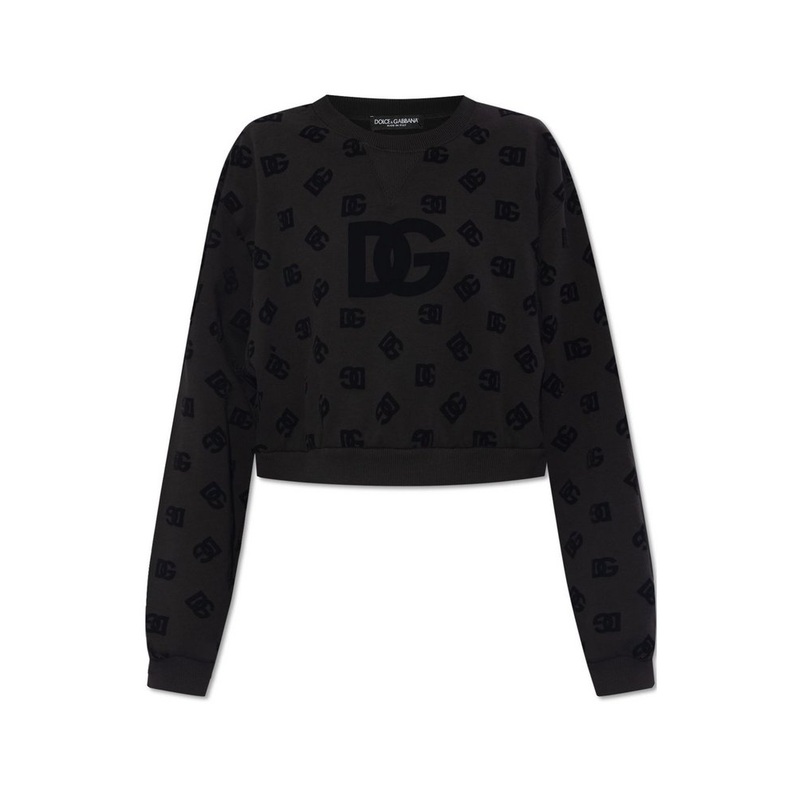 Dolce & Gabbana DG Logo Flocked Jersey Sweatshirt