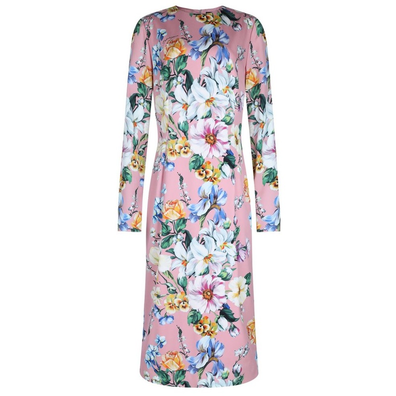 Dolce & Gabbana Floral Printed Long-Sleeved Midi Dress