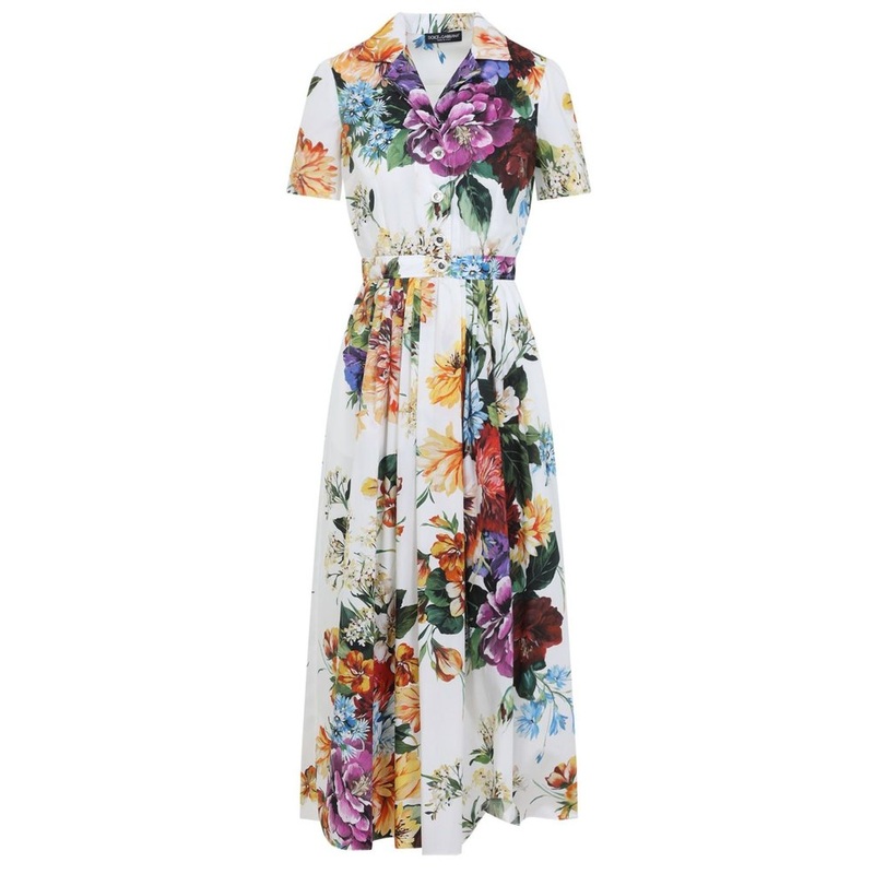 Dolce & Gabbana Floral Printed Pleated Maxi Dress