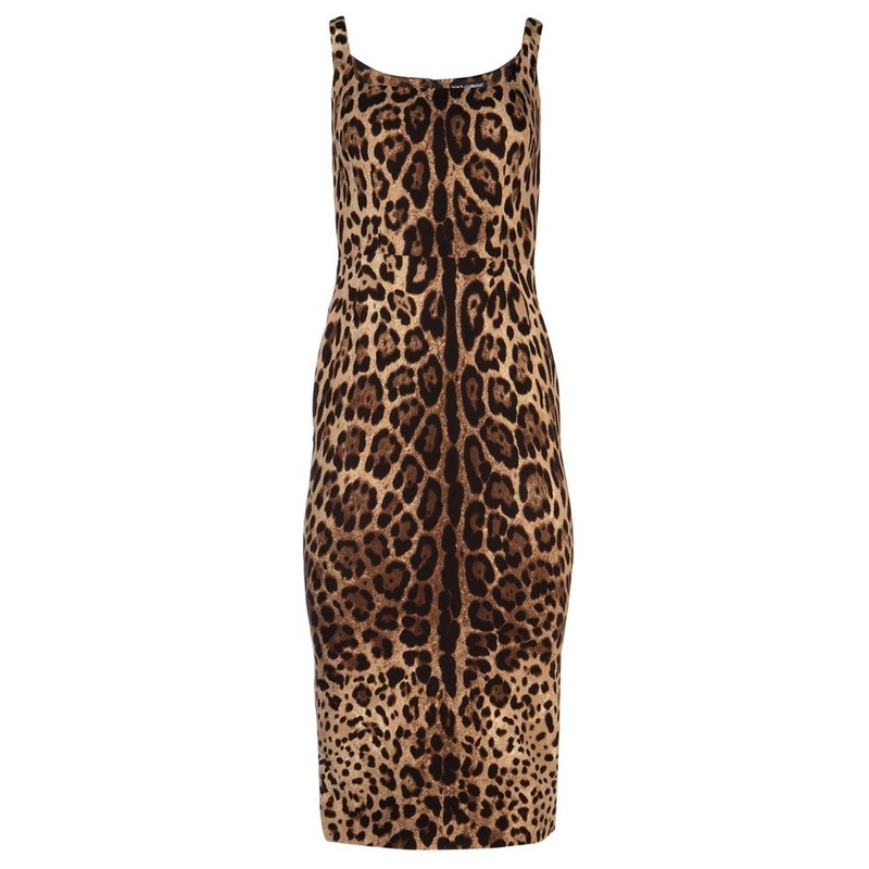 Dolce & Gabbana Leopard Print Fitted Midi Dress – Cettire