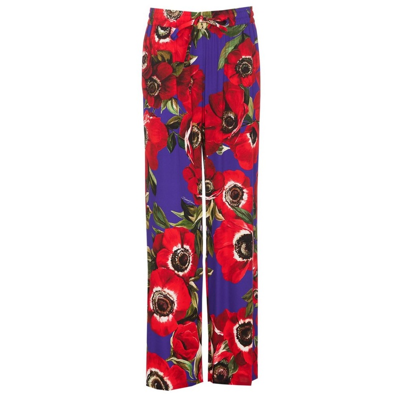 Dolce & Gabbana Anemone Printed Flared Charmeuse Pants