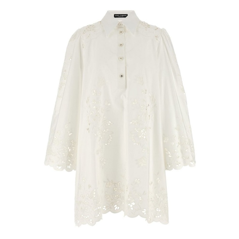 Dolce & Gabbana Cut-Out Embroidered Poplin Shirt Dress