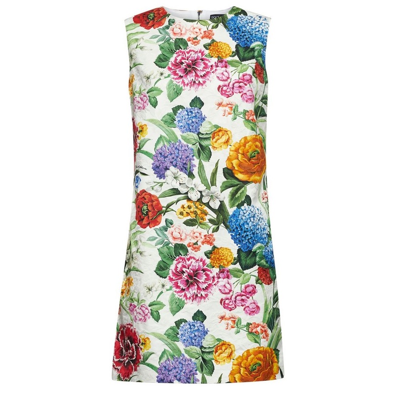 Dolce & Gabbana Floral Printed Brocade Midi Dress