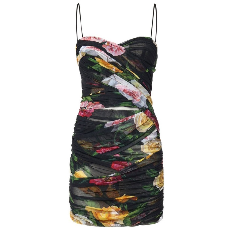 Dolce & Gabbana Floral Printed Spaghetti Strap Mini Dress