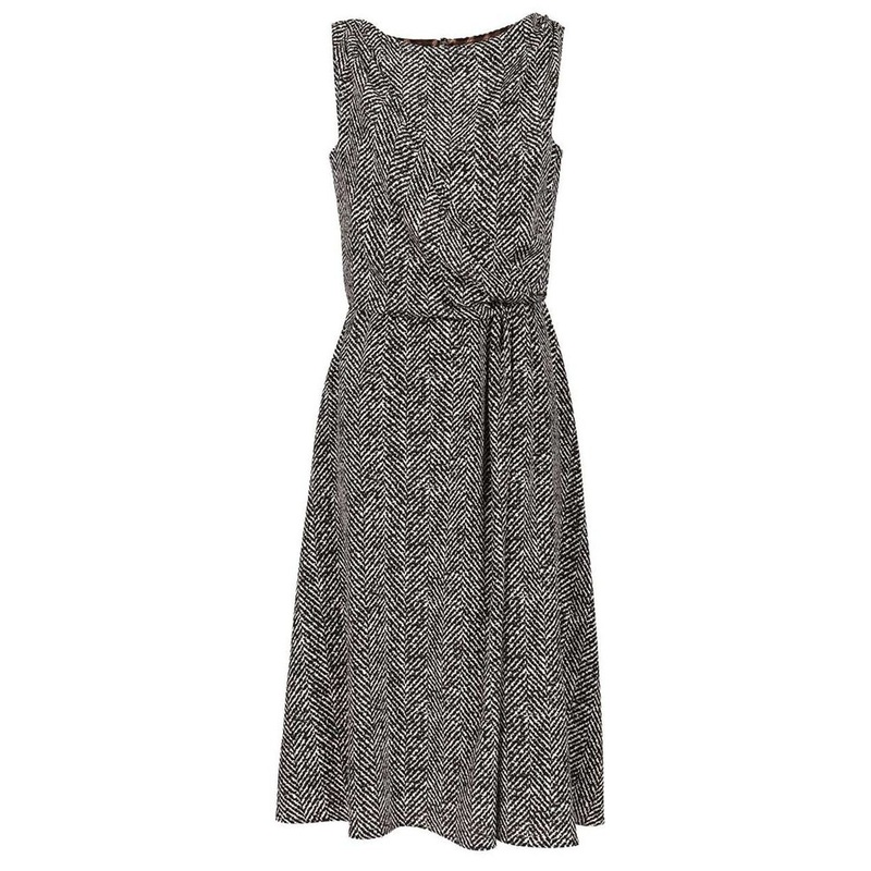 Dolce & Gabbana Herringbone Patterned Sleeveless Midi Dress