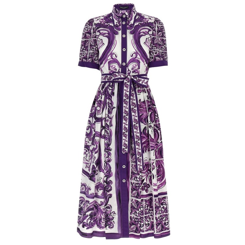Dolce & Gabbana Majolica Printed Short-Sleeved Midi Dress