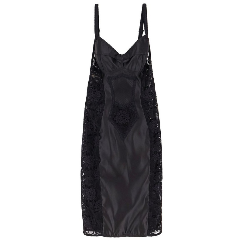 Dolce & Gabbana Satin Midi Corset Lace Dress