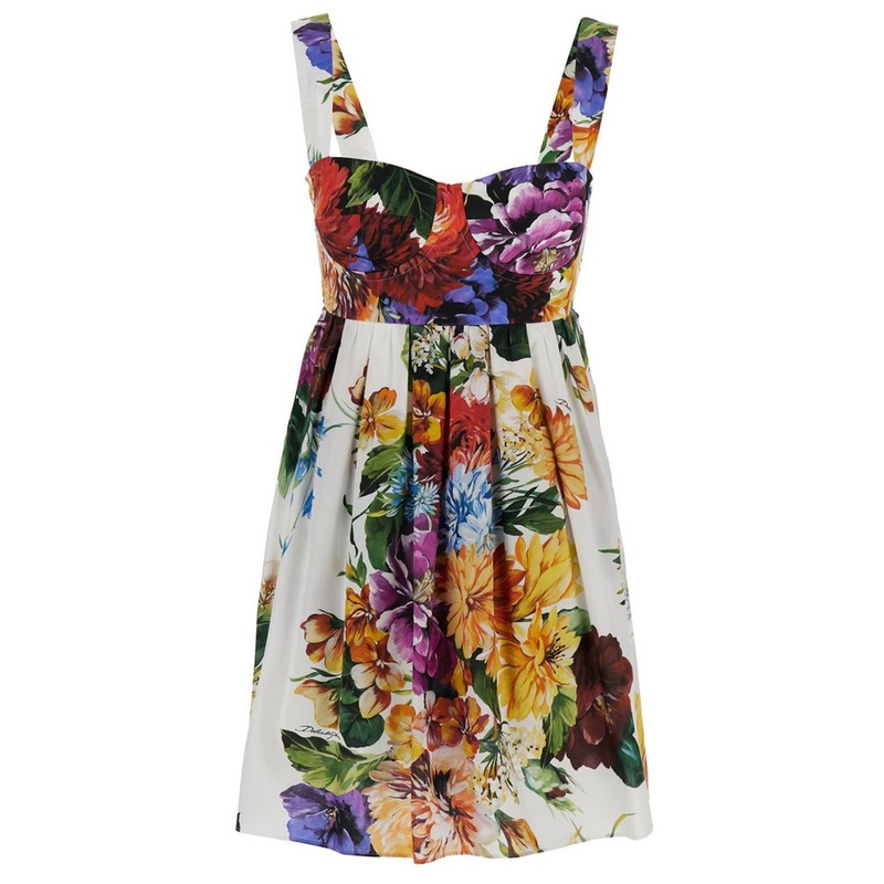 Dolce & Gabbana Flower Bouquet-Printed Mini Poplin Dress