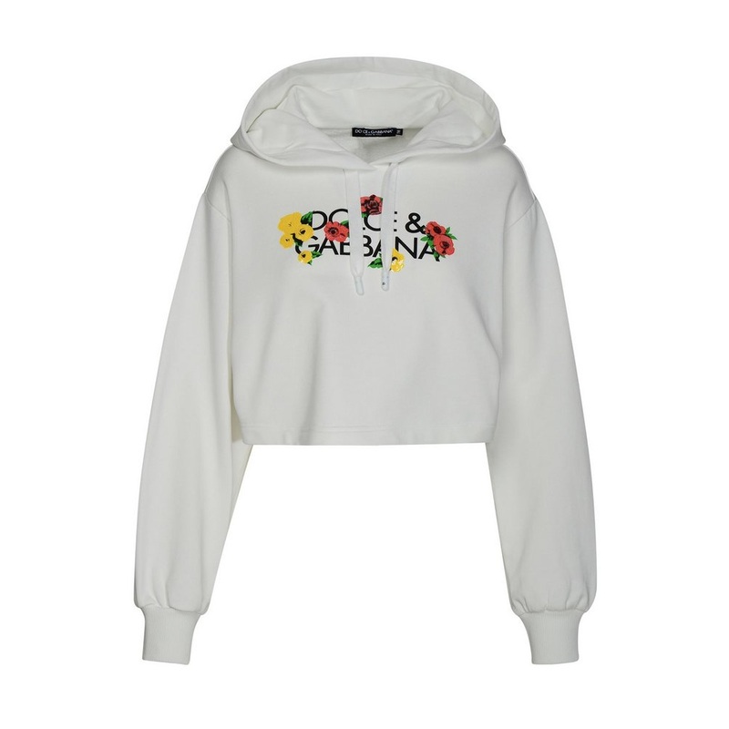 Dolce & Gabbana Flower Printed Cropped Hoodie
