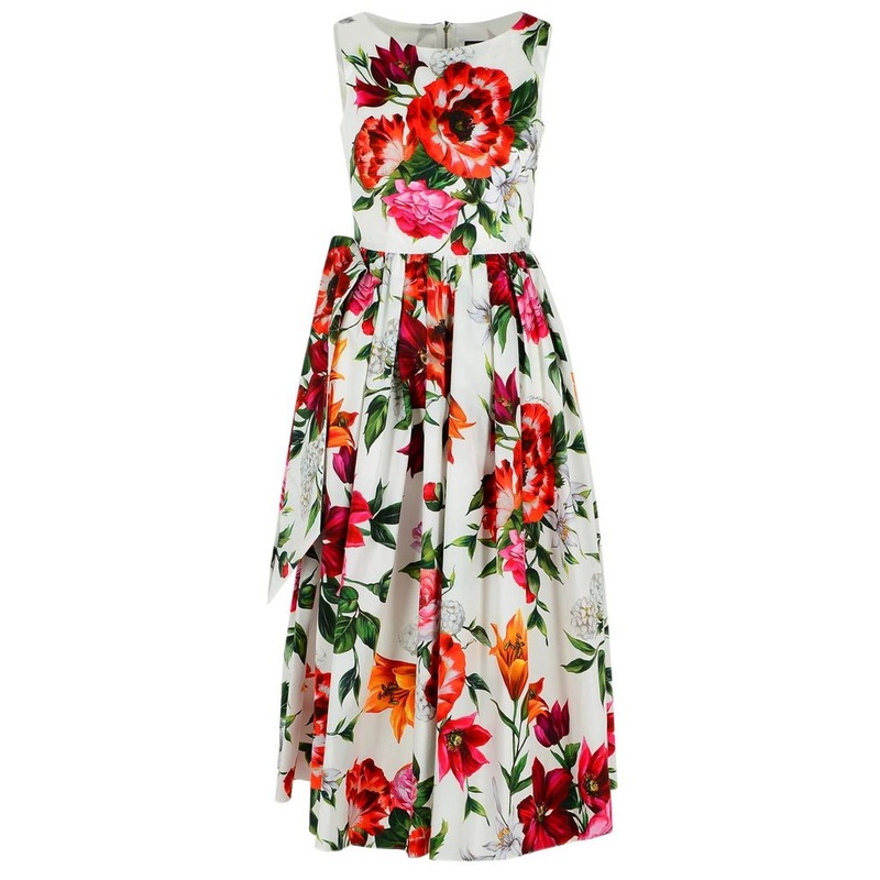 Dolce & Gabbana Flower Printed Sleeveless Poplin Dress