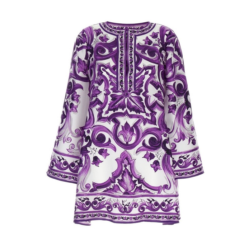 Dolce & Gabbana Graphic Printed Long-Sleeved Dress