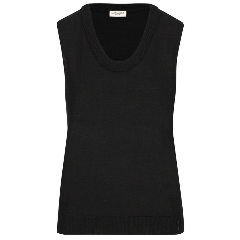 Saint Laurent Le Cassandre Logo Plaque Knitted Vest
