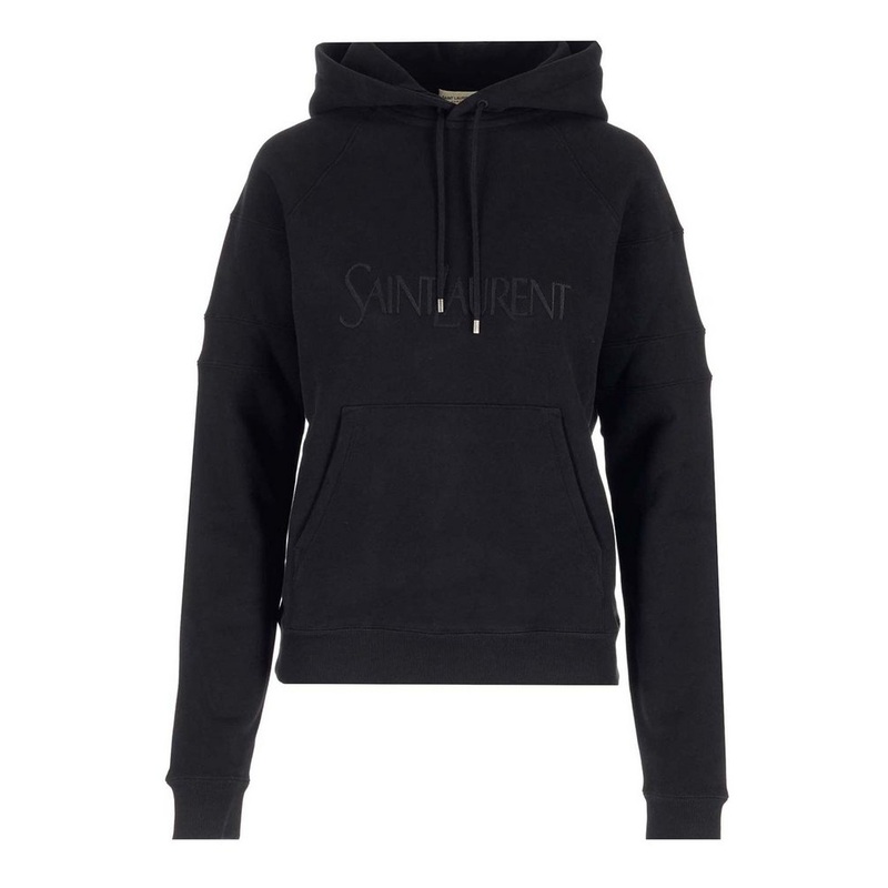 Saint Laurent Logo Detailed Drawstring Hoodie