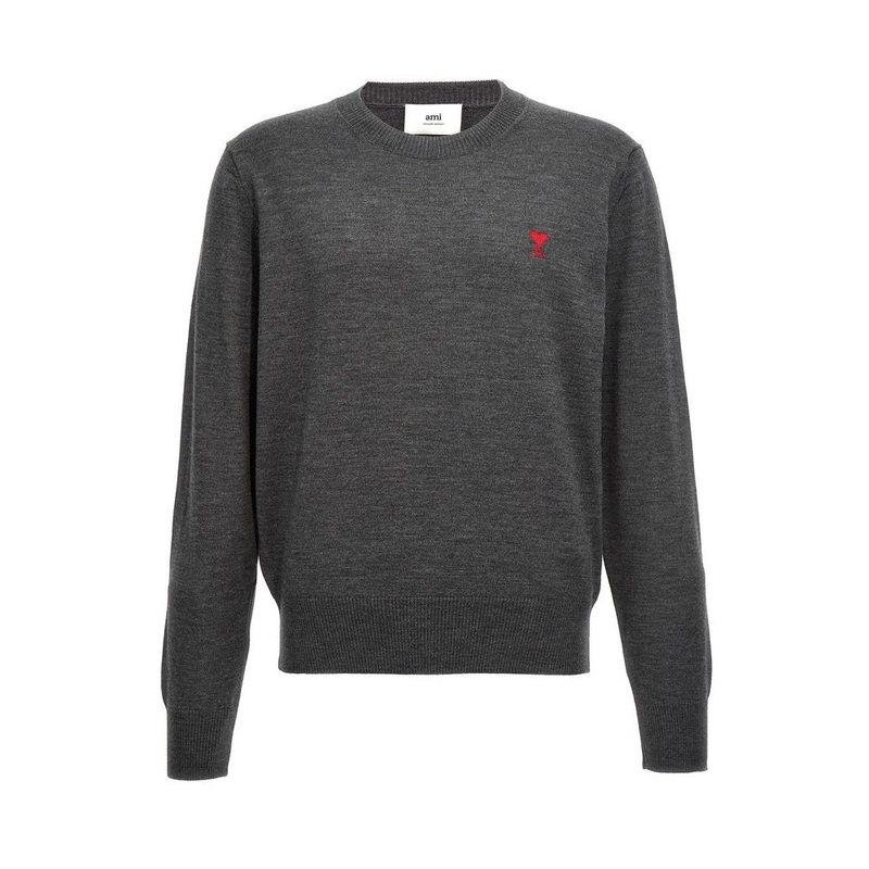 AMI Paris Ami de Coeur Logo Embroidered Crewneck Jumper