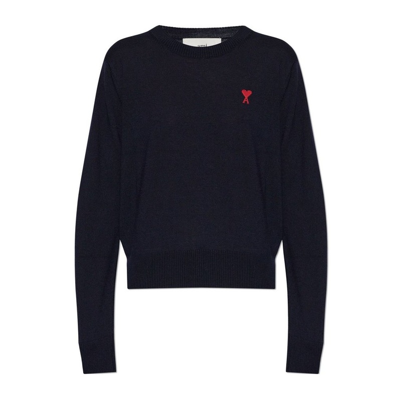 AMI Paris Ami de Coeur Logo Embroidered Knit Jumper