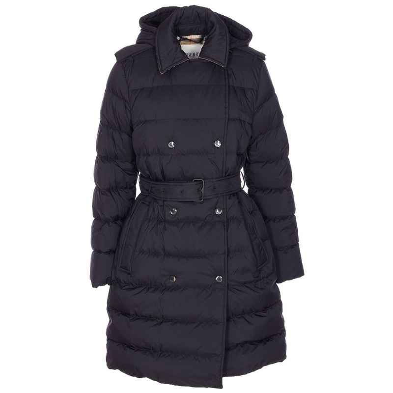 Burberry Double Breasted Belted Hooded Puffer Coat