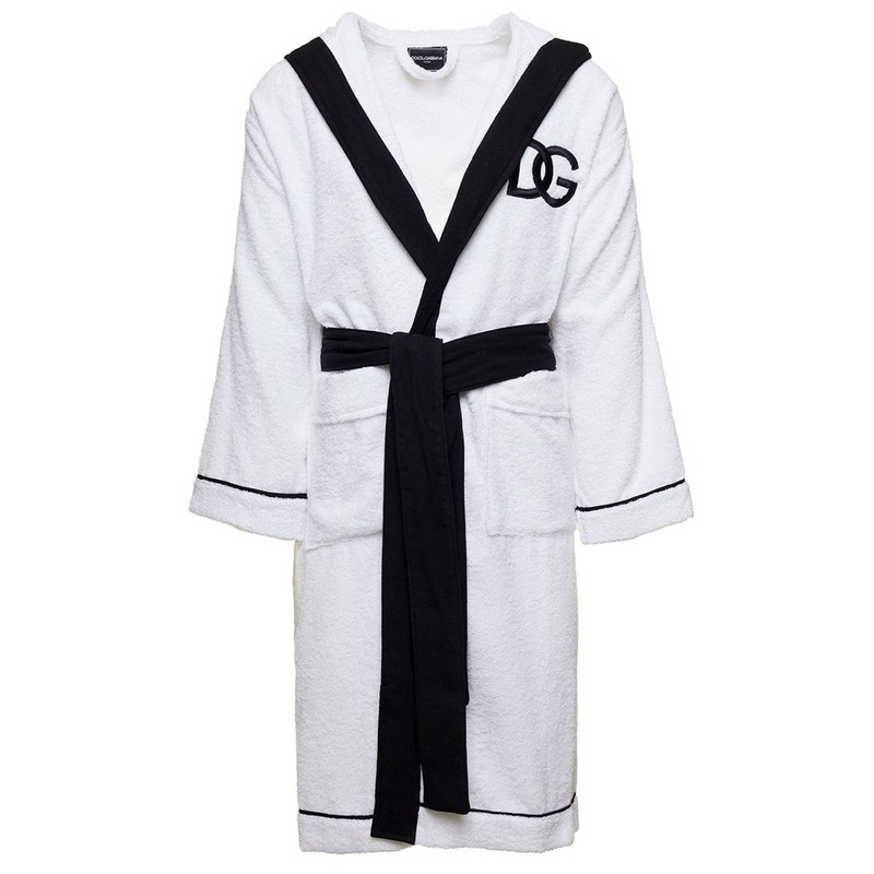 Dolce & Gabbana Logo Embroidered Terry Bathrobe