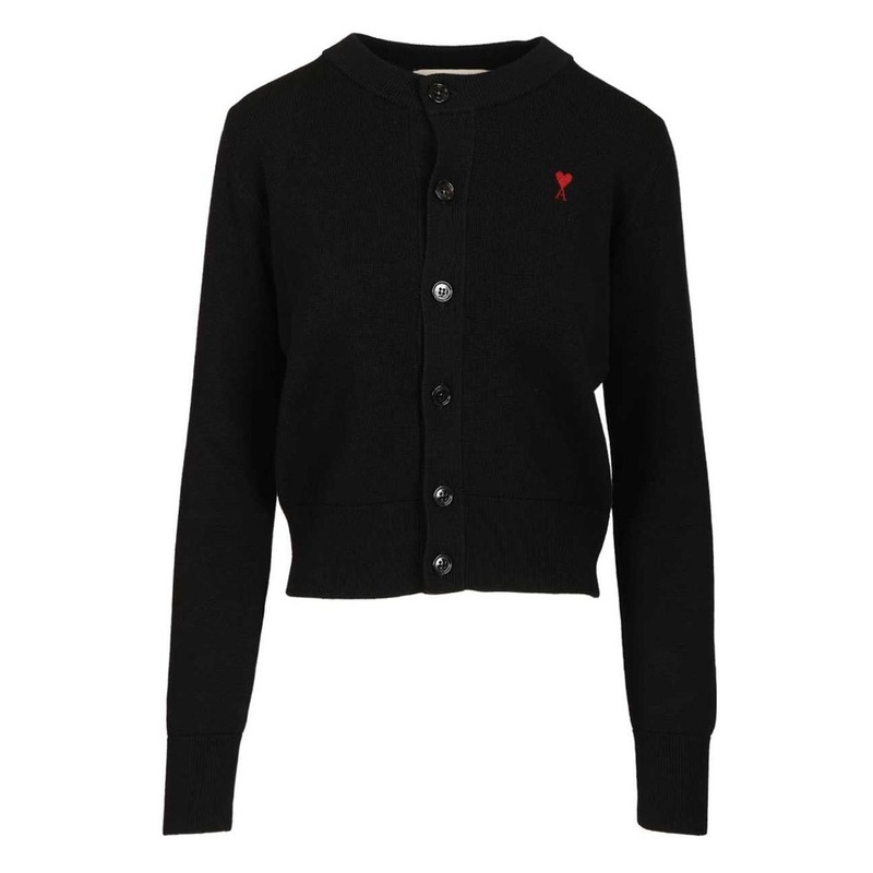 AMI Paris Ami de Coeur Embroidered Cardigan