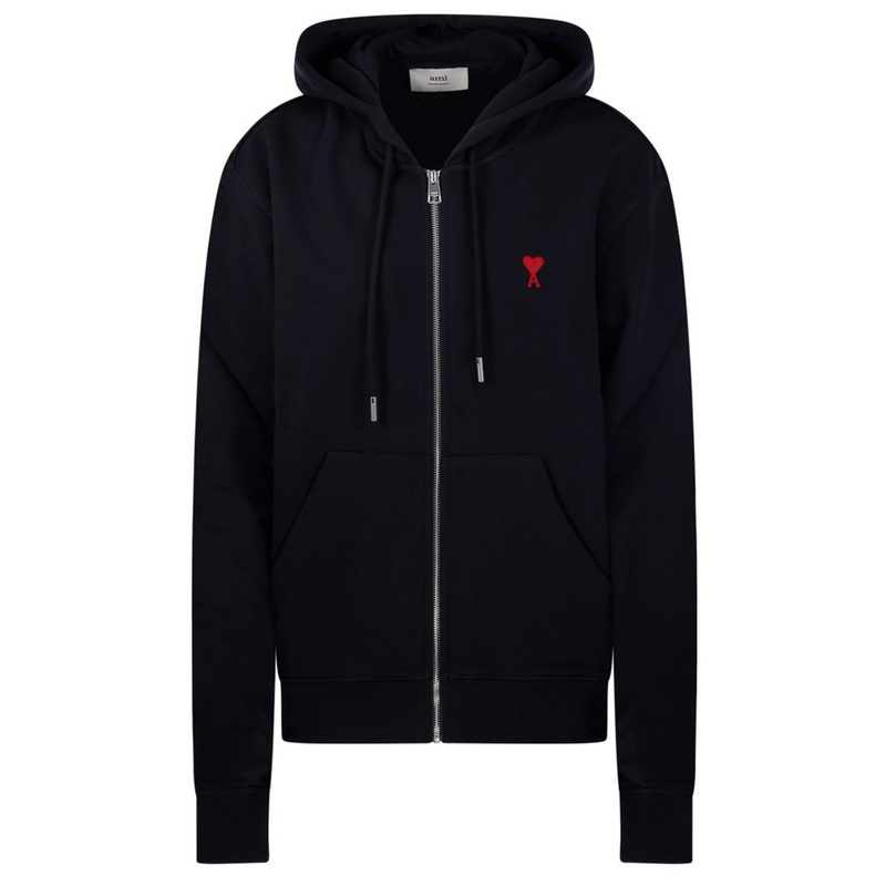 AMI Paris Logo Detailed Zip-Up Hoodie