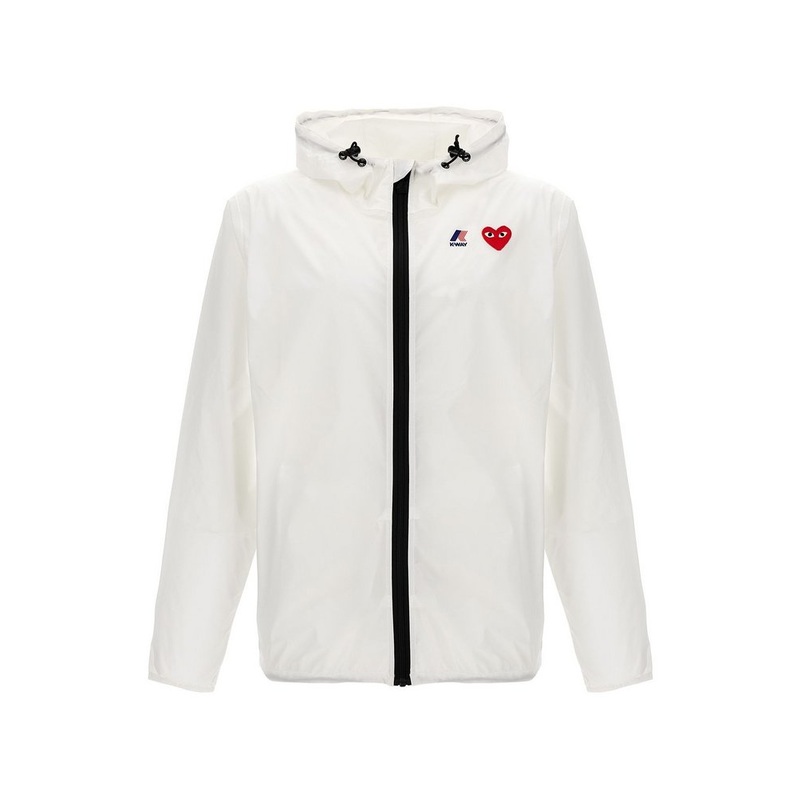 Comme des Garons Play X K-Way Logo Printed Hooded Jacket
