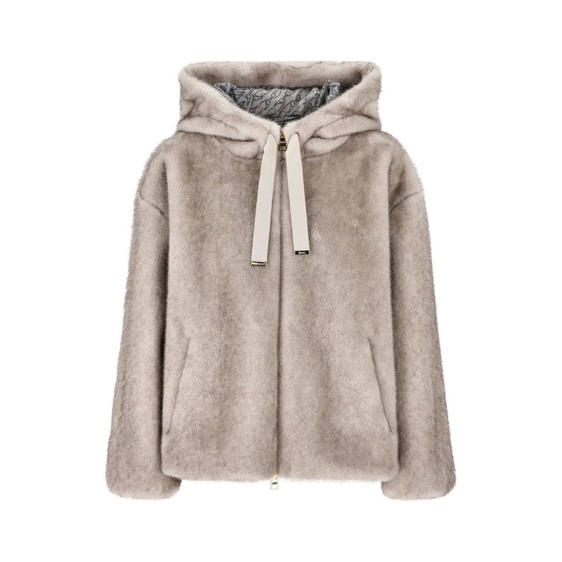Herno Drawstring Hooded Shearling Coat