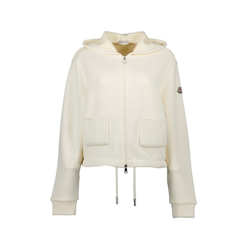 Moncler Logo Patch Zip-Up Knitted Hoodie